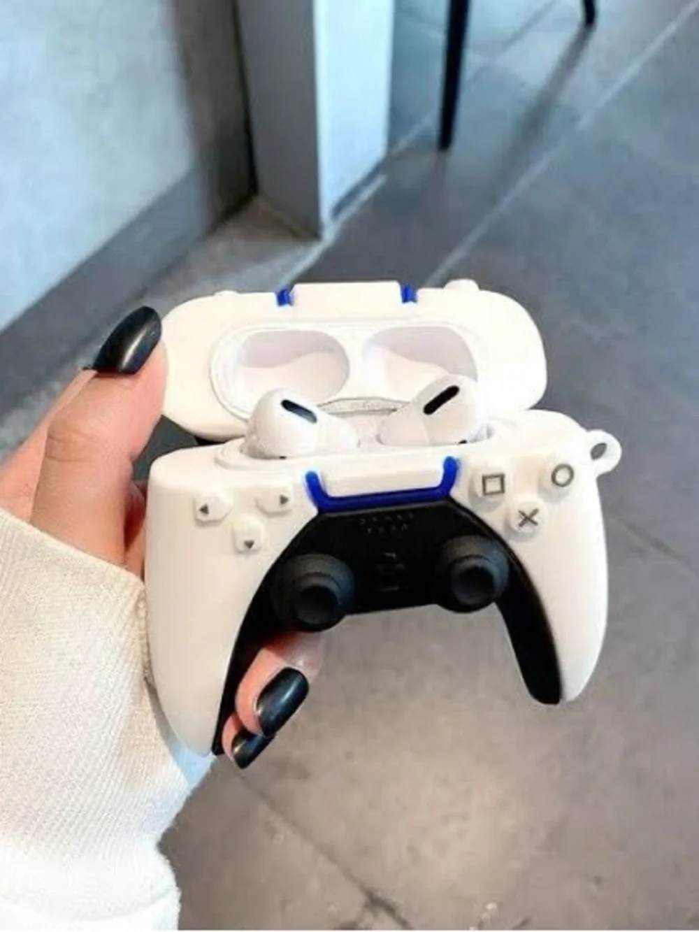 Silicone White & Black PlayStation Controller Case Keychain